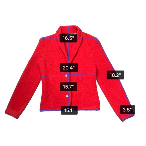 Talbots Womens Red Wool Blazer Textured Design Silver Buttons Size 4 - Picture 8 of 8